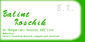 balint koschik business card